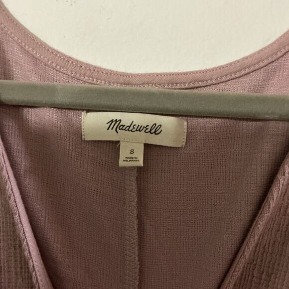 Madewell Mauve Textured Wrap Front Short Sleeve Dress Women’s Small Cotton Blend - Picture 8 of 11